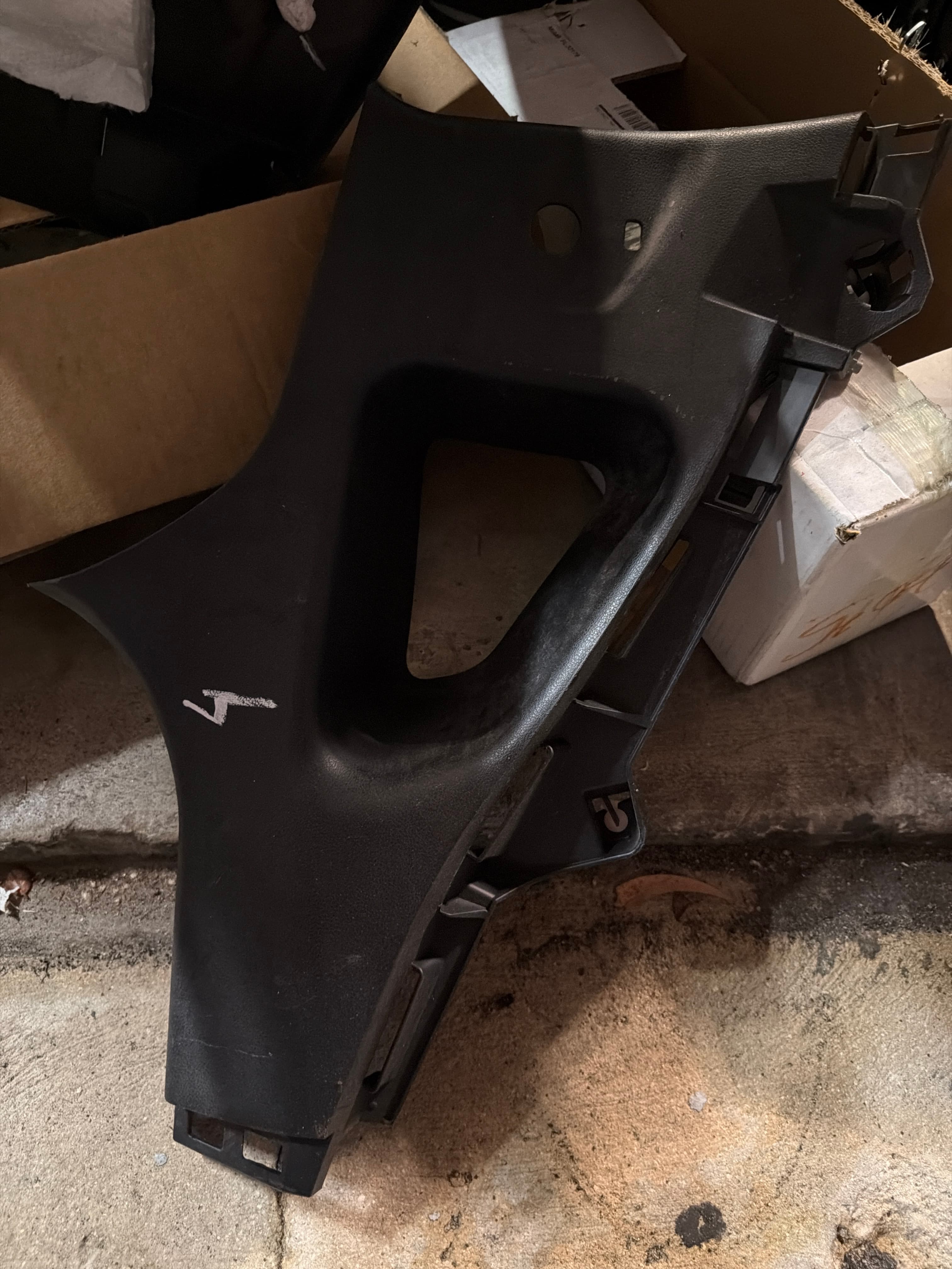 OEM-style interior B-pillar / center console trim panel — black plastic, used pull — photo 1 of 1