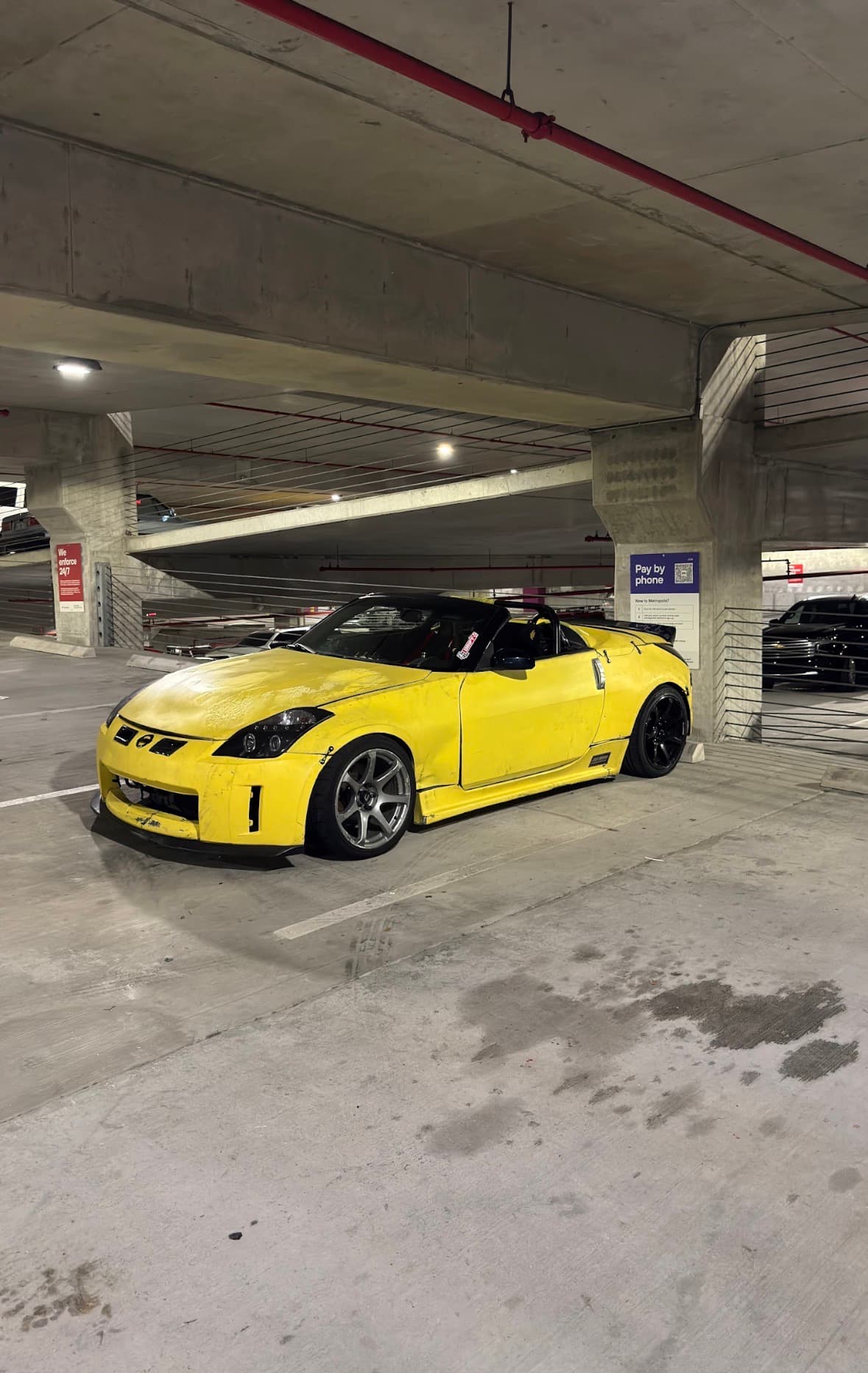Z33 350z Roadster drift build — turnkey roller, Dark Force livery, hardtop deleted